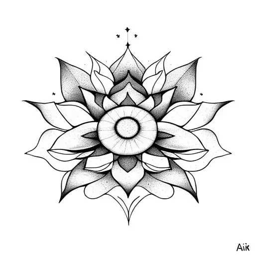 A Lotus Flower Blooming Under The Sun And Stars