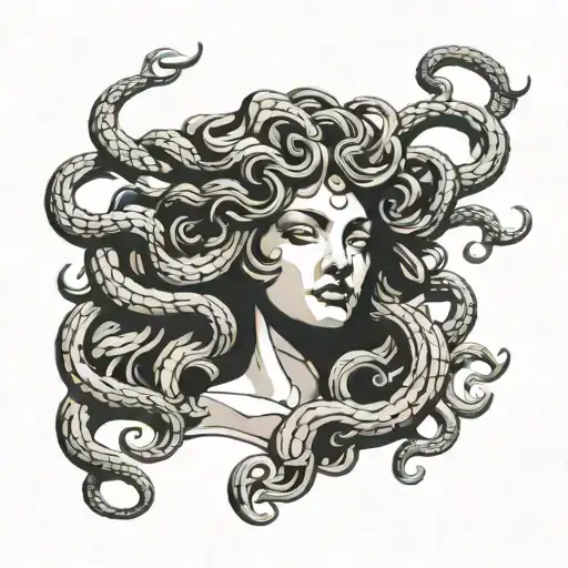 Ancient Medusa Head Beautiful Woman
