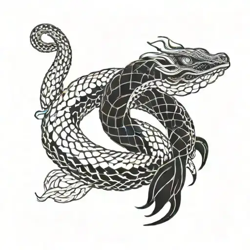 Pride Flag Intertwined With A Rainbow Serpent