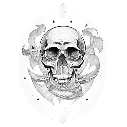 Black Hourglass With Skull