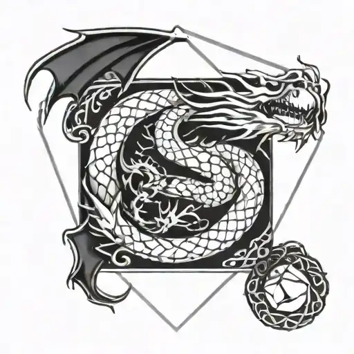 Dragon In The Shape Of An S Surrounded By A Diamond