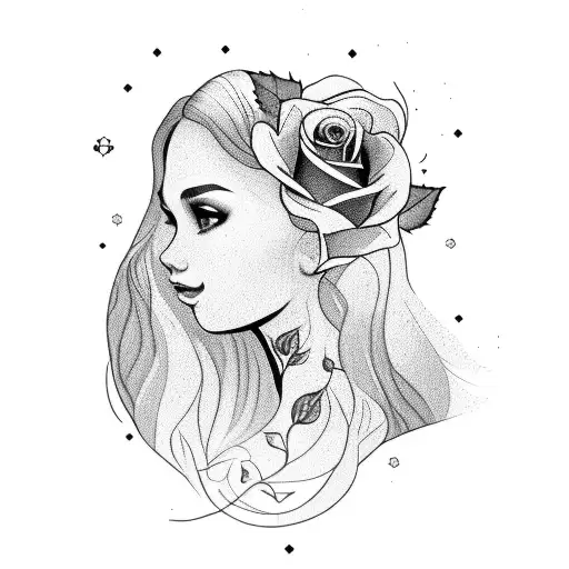 A Portrait Of A Beautiful Girl With A Rose In Her Hair And The Words 'Wanderlust' Underneath