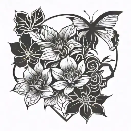 Create A Blackwork Tattoo Featuring The Honda Logo Intertwined With A Geometric Floral Pattern