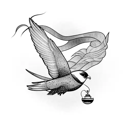 Swallow Bird With Eagle Globe And Anchor