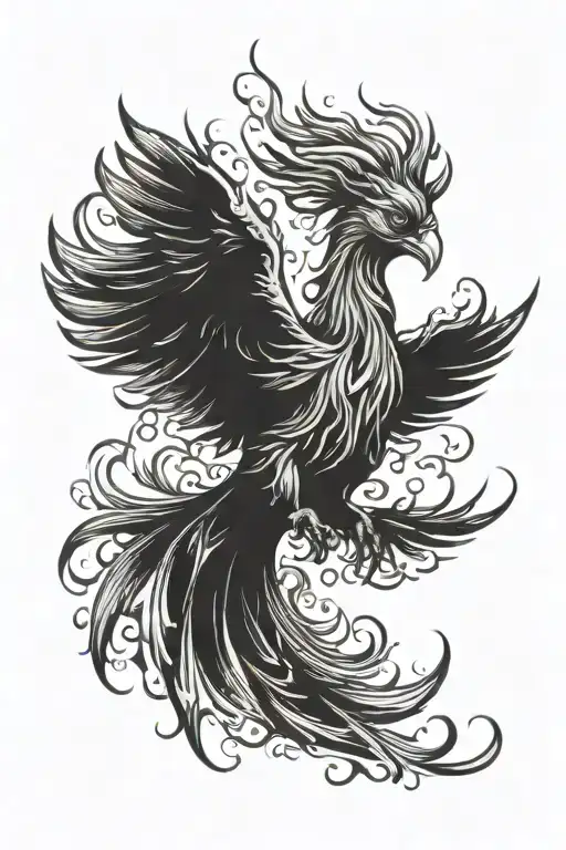 Phoenix Rising From The Ashes Symbolizing Rebirth