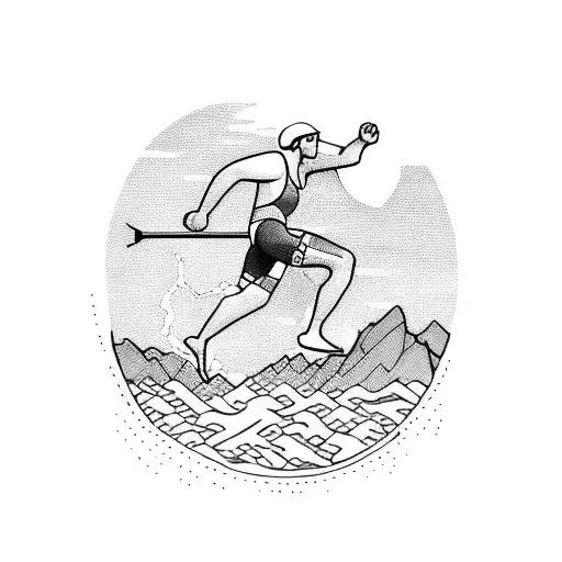 A Triathlon Swimmer Emerging From A Mountain Lake