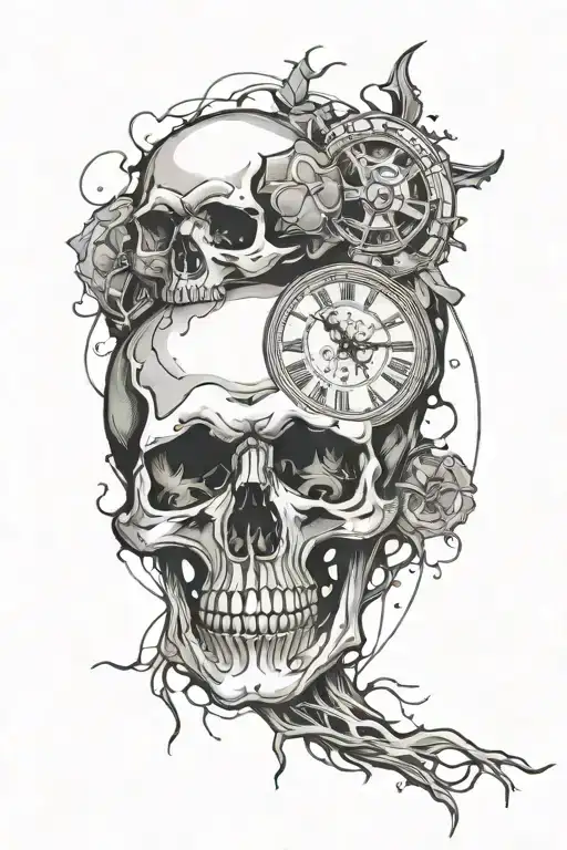 Skull And Clock Melting
