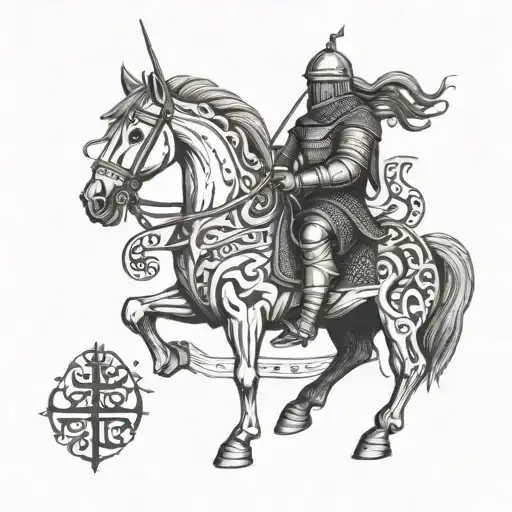 The Lithuanian Horse And Knight Holding A Sword With The Words ''Taurage'' Above It