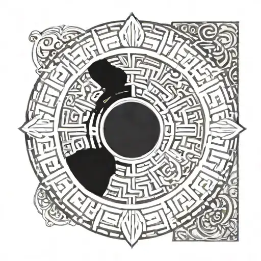 Aztec Calendar Black Ink Shaded Background