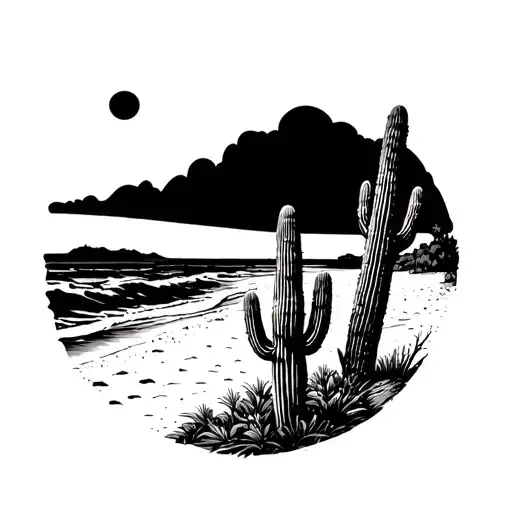 Saguaro And Beach