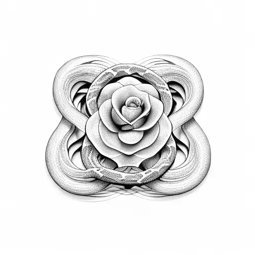 A 3D Art Representation Of A Snake Intertwined With A Flower