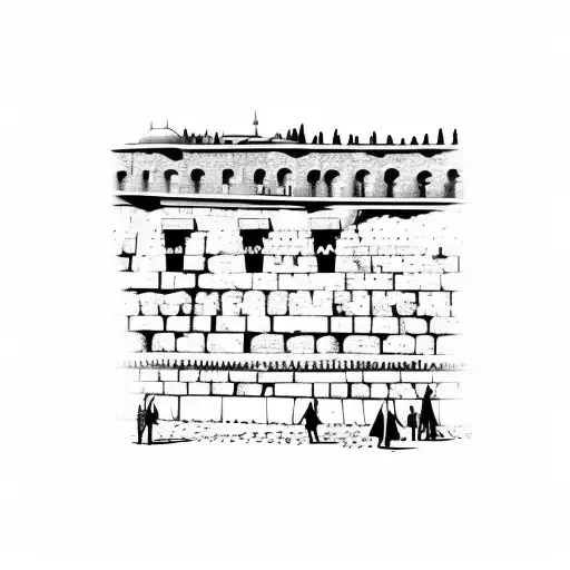 A Silhouette Of The Western Wall In Jerusalem With A Hebrew Quote