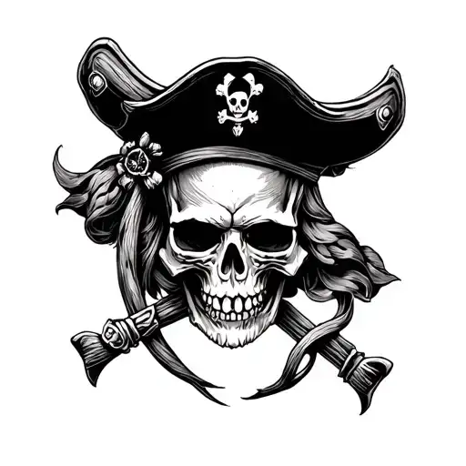 Pirate Skull With Cutless Through Skull