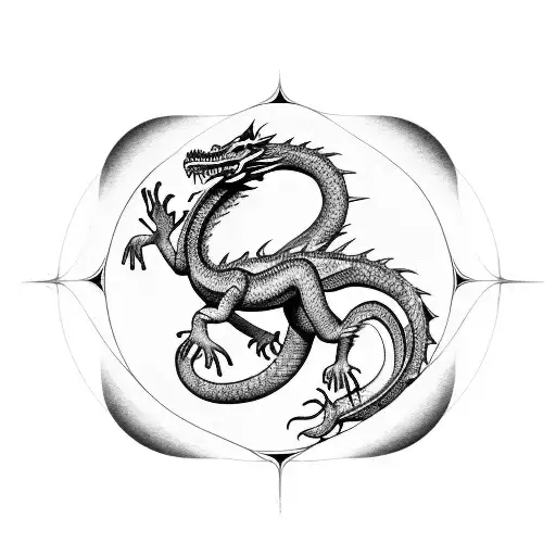 Dragon Surrounding A Circle For Phrases