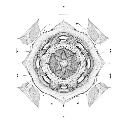 A Mandala Design Incorporating Different Types Of Indoor Plants