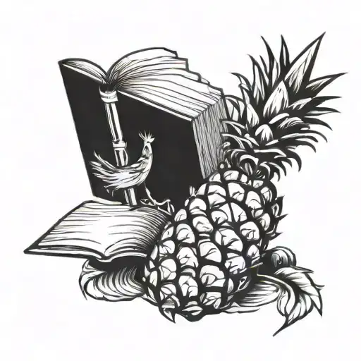 Book And Pineapple As One Piece