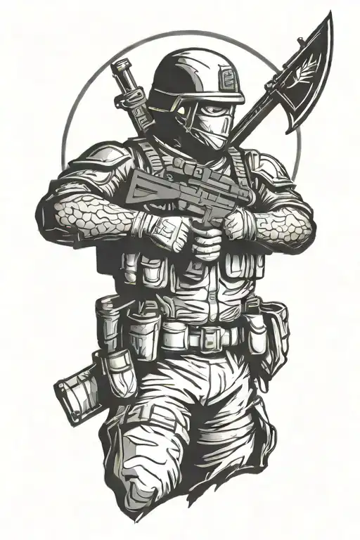 Soldier Protecting Against Evil