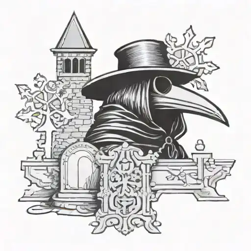 Black Plague Doctor And A Cemetery
