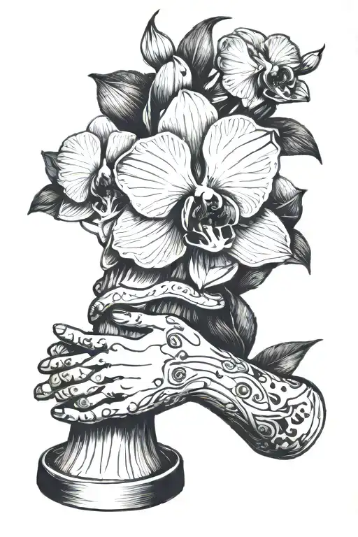 Bone Hand Holding An Orchid