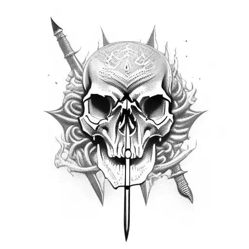 Skull Knife Incrusted Evil Look