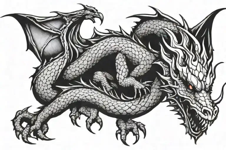 Dragon Long Holding Black Hole With Tail