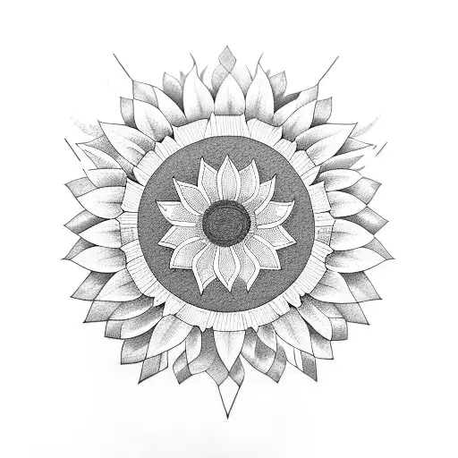 Sunflower With Geometric Pattern