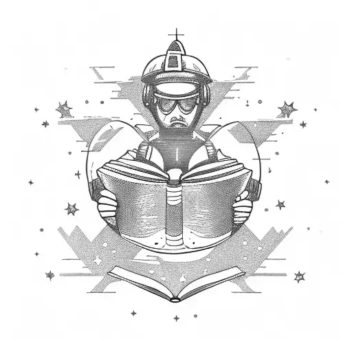 A Soldier Reading A Book Under A Starry Sky