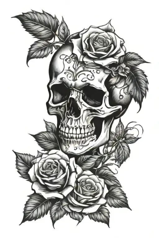 Skull And Roses Gothic