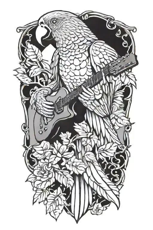 Parrot On Guitar Neck