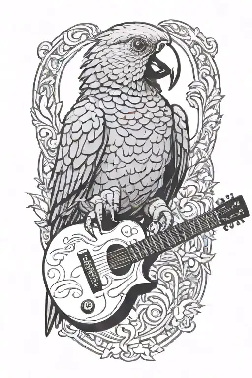 Parrot On Guitar Neck