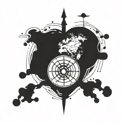 Fingerprint Heart With World Map And Navigation Compass Inside