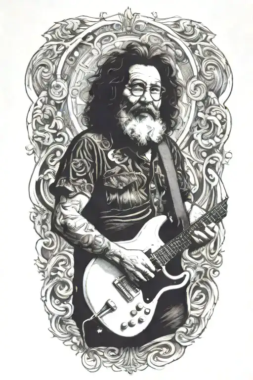 Jerry Garcia Playing A Guitar