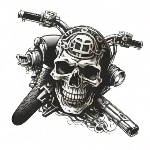 Skull Motorcycle And Number 7