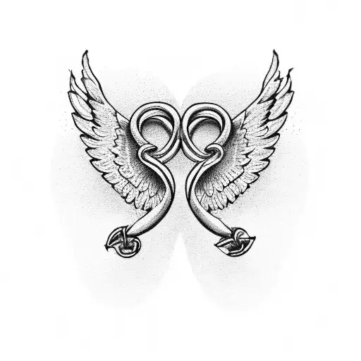 Infinity Sign Angel Wings Heart And Two Hearts