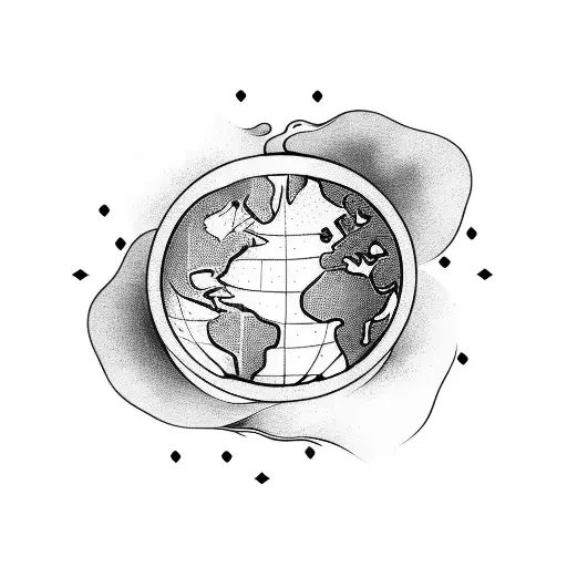 Globe With A Dragon Wrapped Around And A Rose