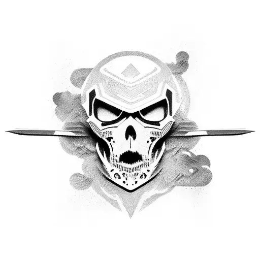 A Fierce Death Warrior Wielding A Futuristic Computer Weapon