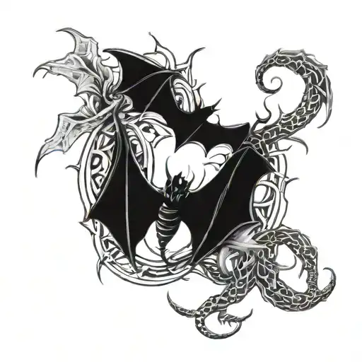 Tattoo Sign In Pisis And Scorpion And Bat