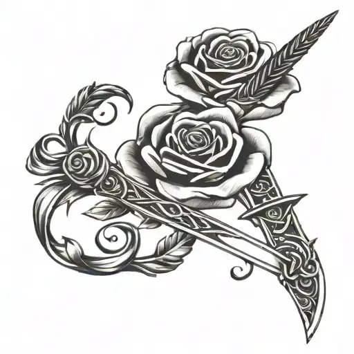 Sword Tattoo With Rose