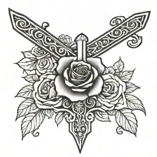 Sword Tattoo With Rose