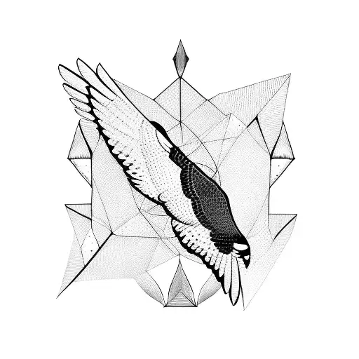 Hawk In Flight With Geometric Patterns