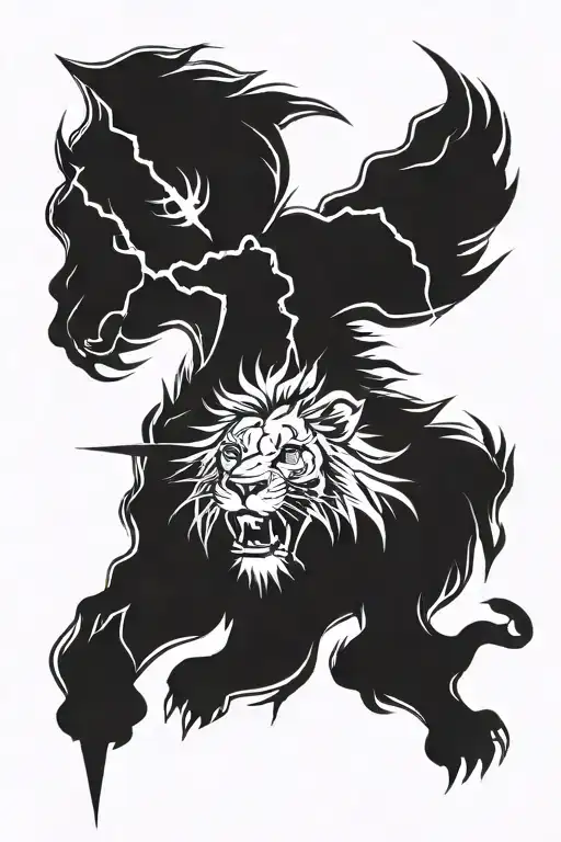 Lion And Lightning Bolt