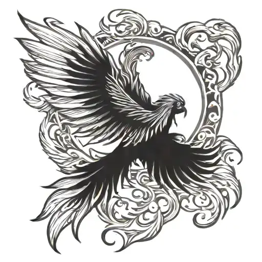 Phoenix Rising Facing Upward Toward Up