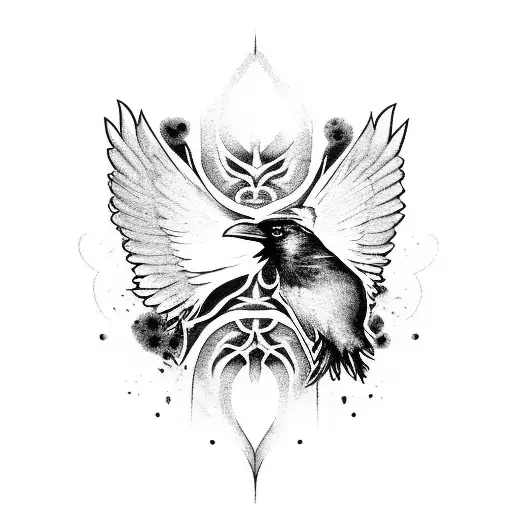 Raven With Sharigan Eye Wings Spread