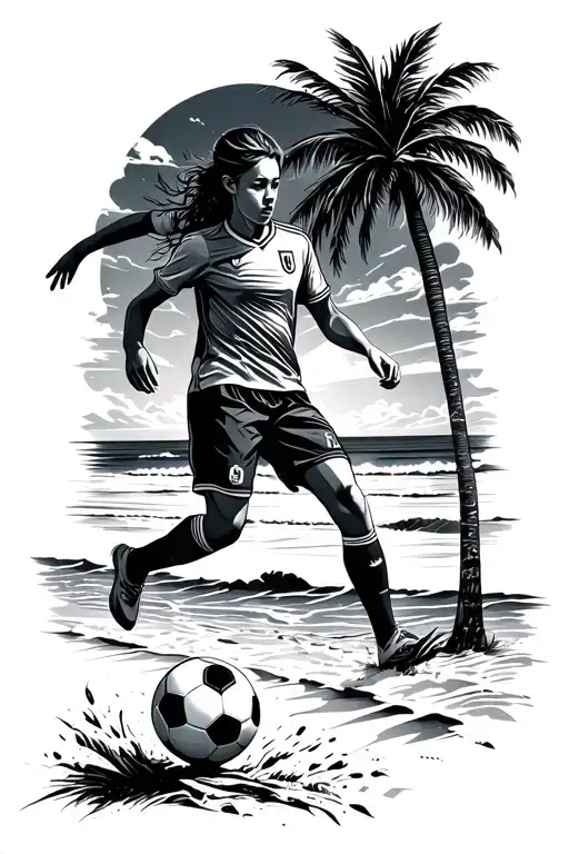 Soccer And Beach Sunset Background