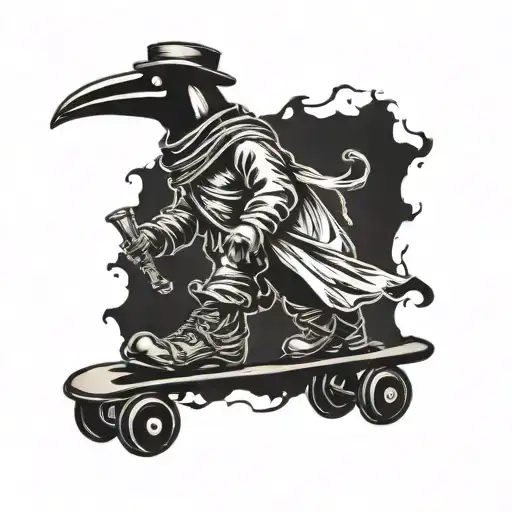 Black Plague Doctor On Roller Skates