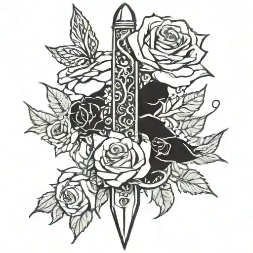 Dagger And Roses That Says Trouble
