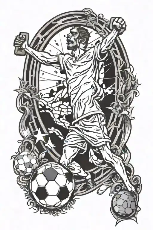 Soccer Tribute And A Christian Crucifix With A Dark And Smoky Look