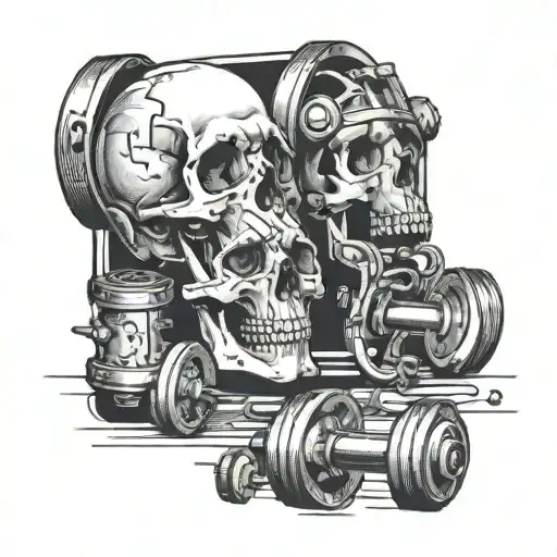 Skull And Gym Equipment Like Dumbbells