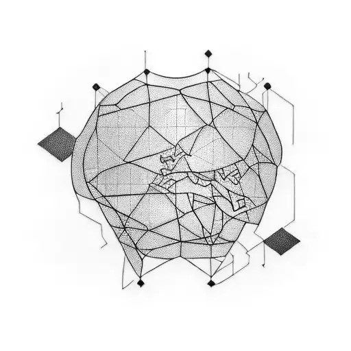 A Blackwork Tattoo Of A Crypto Symbol Integrated With A World Map