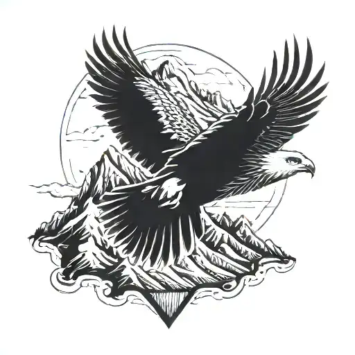 Mountain Backdrop With A Hawk Soaring